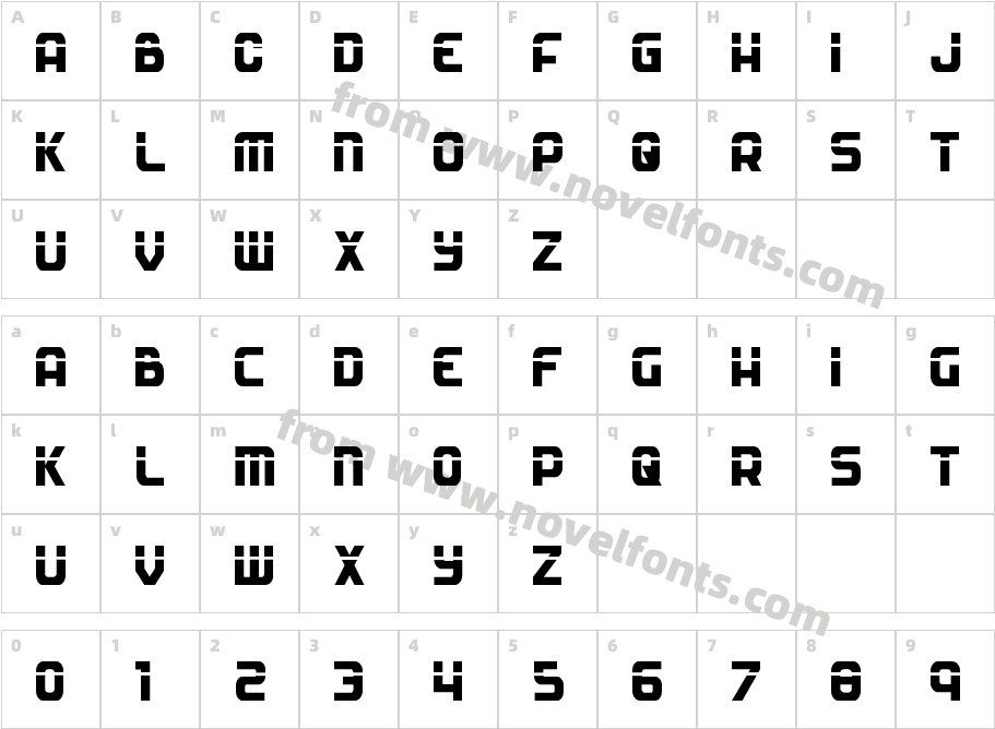 Soldier Laser CondensedCharacter Map