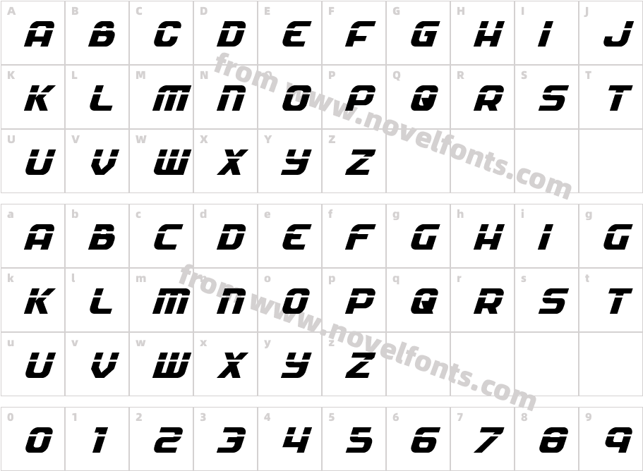 Soldier Laser ItalicCharacter Map