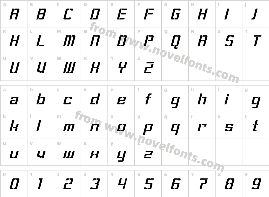 Sorenson ItalicCharacter Map