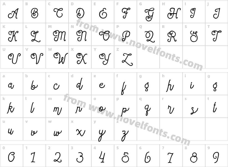 Sortdecai Cursive Wild ScriptCharacter Map