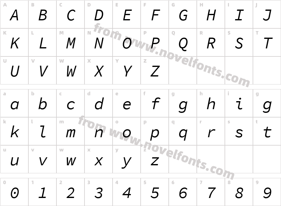 Source Code Pro ItalicCharacter Map