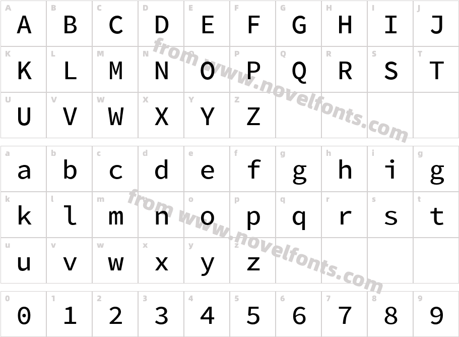 Source Code Pro MediumCharacter Map