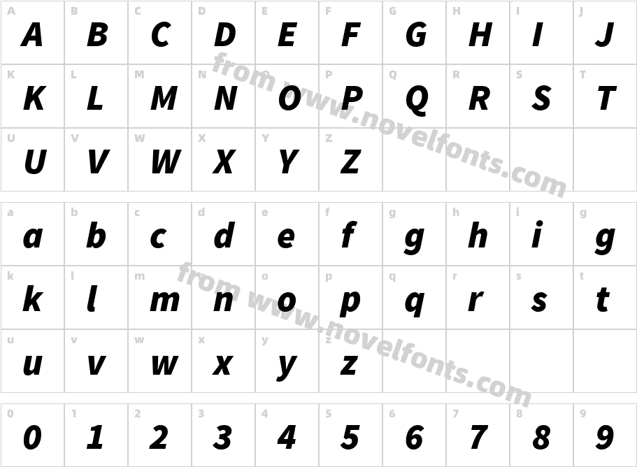 Source Sans Pro Black ItalicCharacter Map