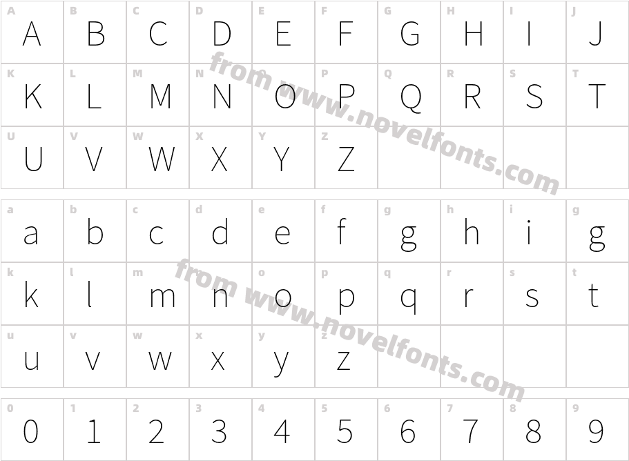 Source Sans Pro ExtraLightCharacter Map