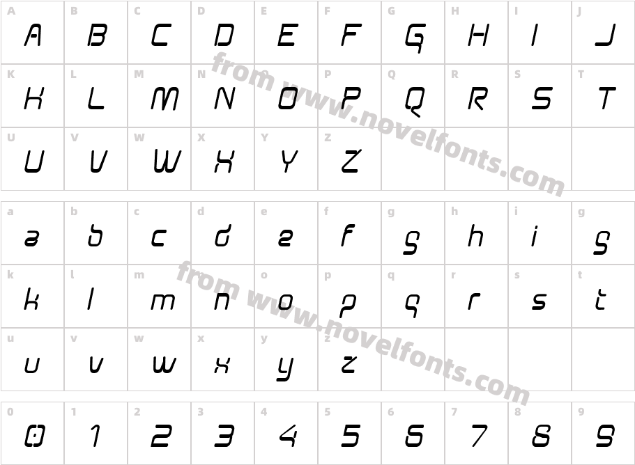 Aunchanted Bold ObliqueCharacter Map