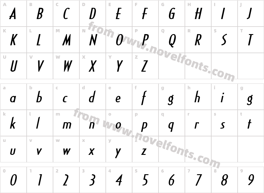 Southwestern-Extended Bold ItalicCharacter Map