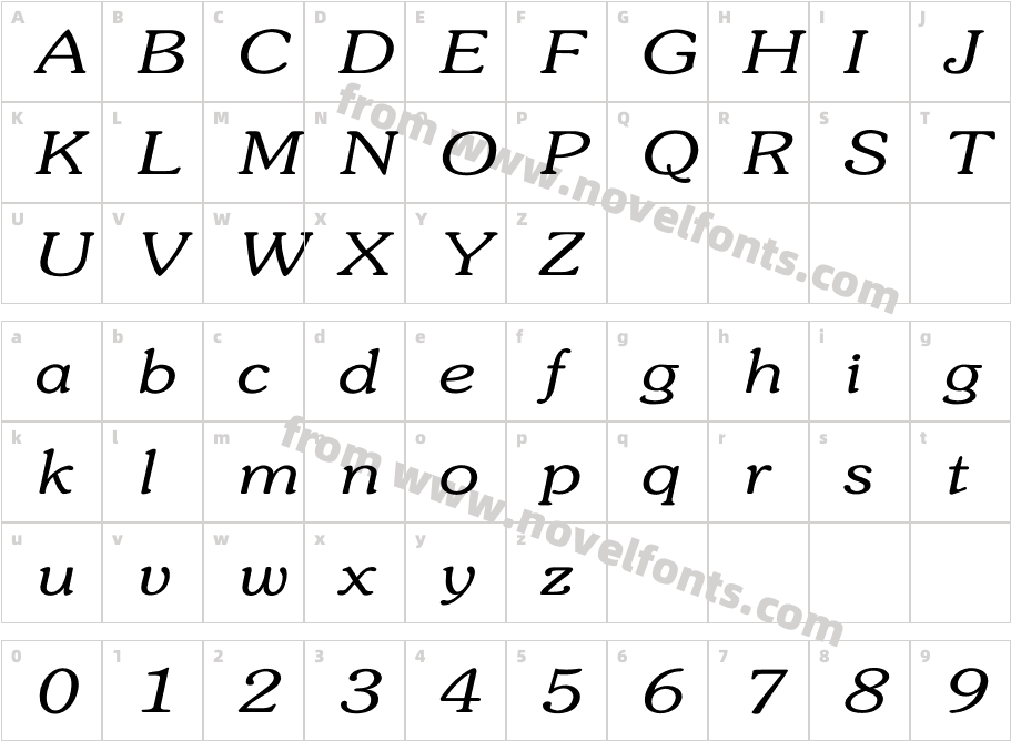 Souvenir-Light-Italic WdCharacter Map