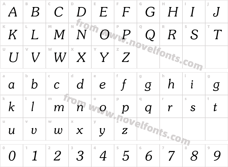 SouvenirBQ-LightItalicCharacter Map