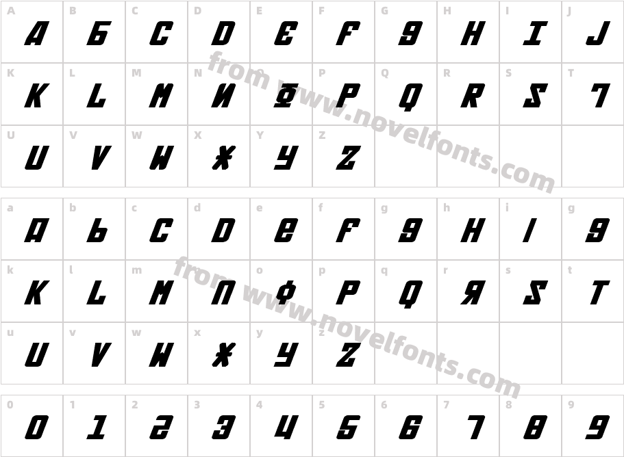 Soviet Bold ExpItalCharacter Map