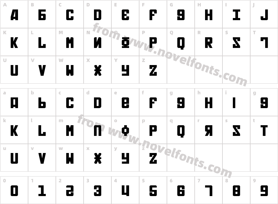 Soviet Bold ExpandedCharacter Map