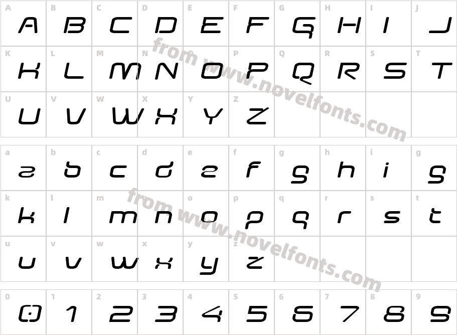 AunchantedExpandedBoldObliqueCharacter Map