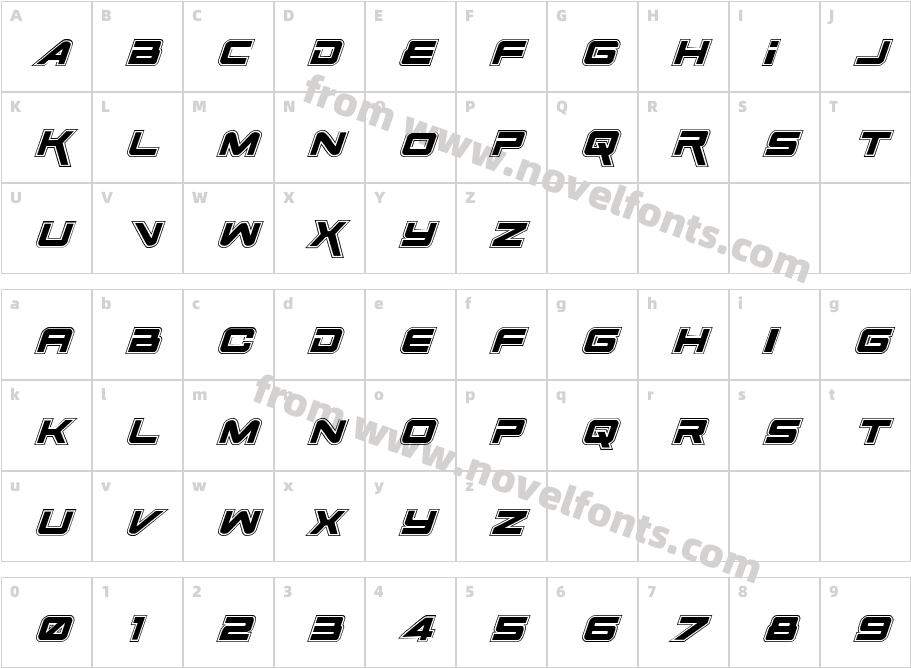 Space Ranger Academy ItalicCharacter Map