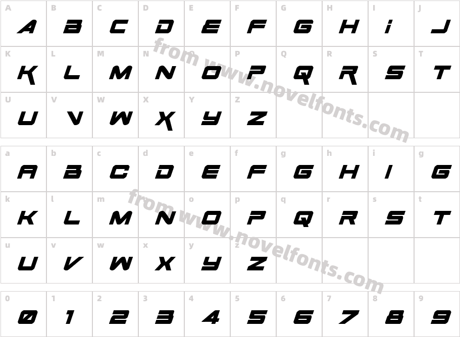 Space Ranger Bold ItalicCharacter Map