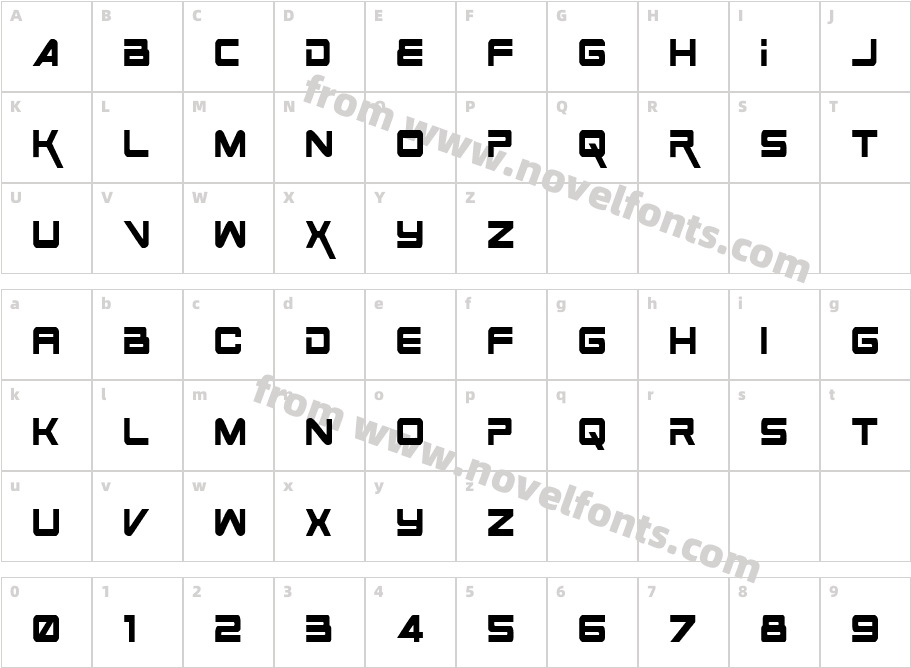 Space Ranger CondensedCharacter Map