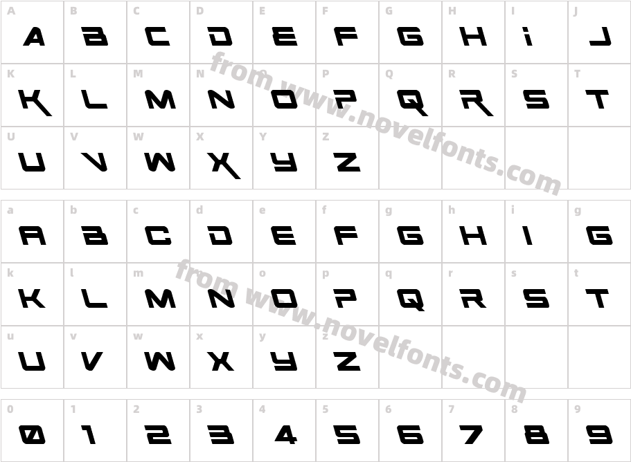 Space Ranger LeftalicCharacter Map