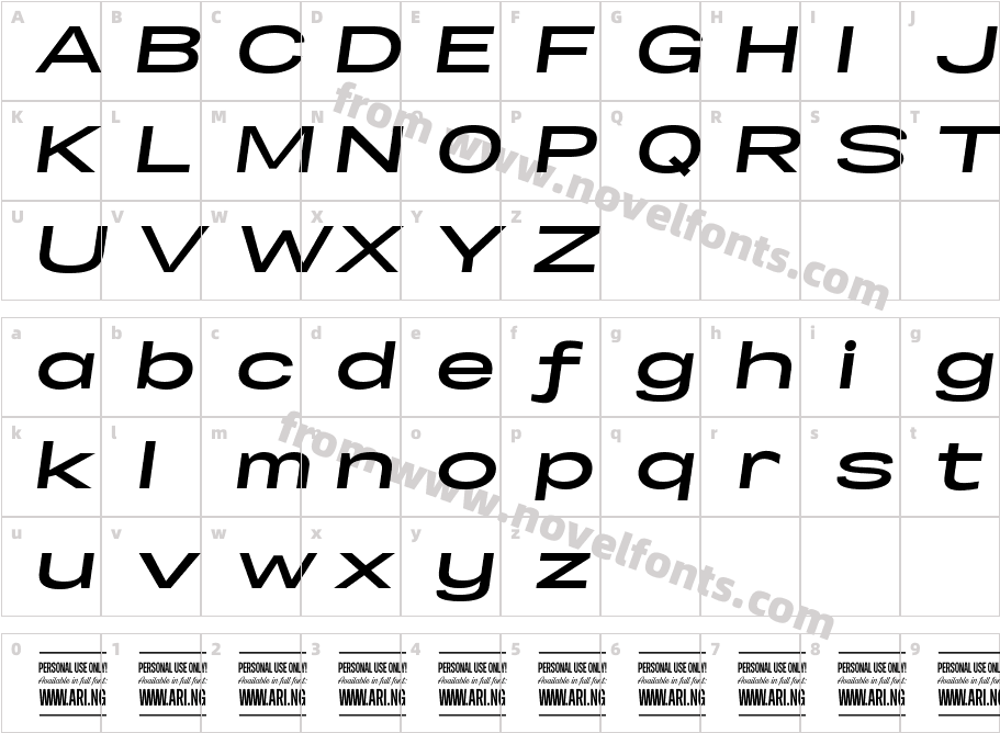 Specify PERSONAL Extraexpanded Bold ItalicCharacter Map