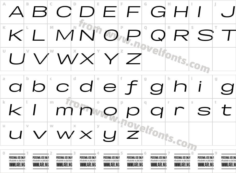 Specify PERSONAL Extraexpanded Medium ItalicCharacter Map