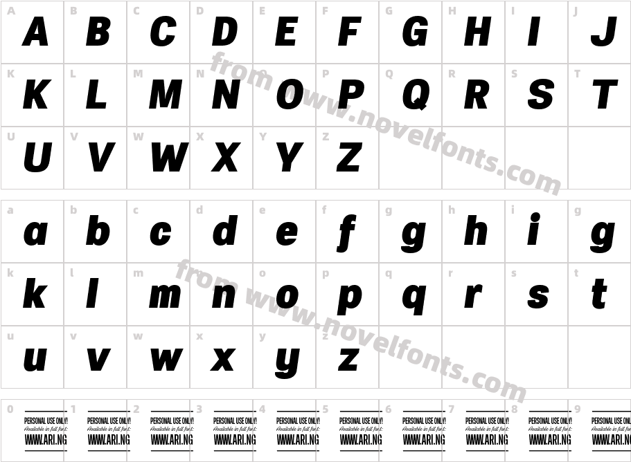 Specify PERSONAL Normal Black ItalicCharacter Map