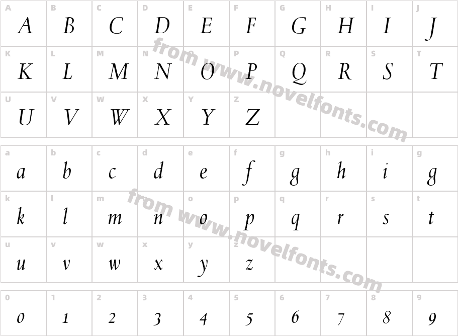 SpectrumMT Italic OsFCharacter Map