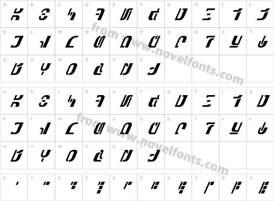 Aurebesh Racer AF FasterCharacter Map