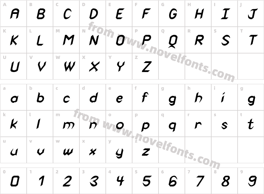 Spike-Condensed Bold ItalicCharacter Map