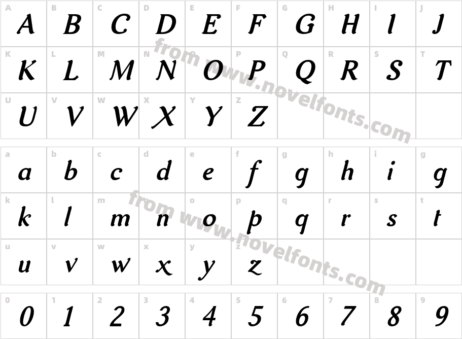 AurelisADFNo2Std-BoldItalicCharacter Map