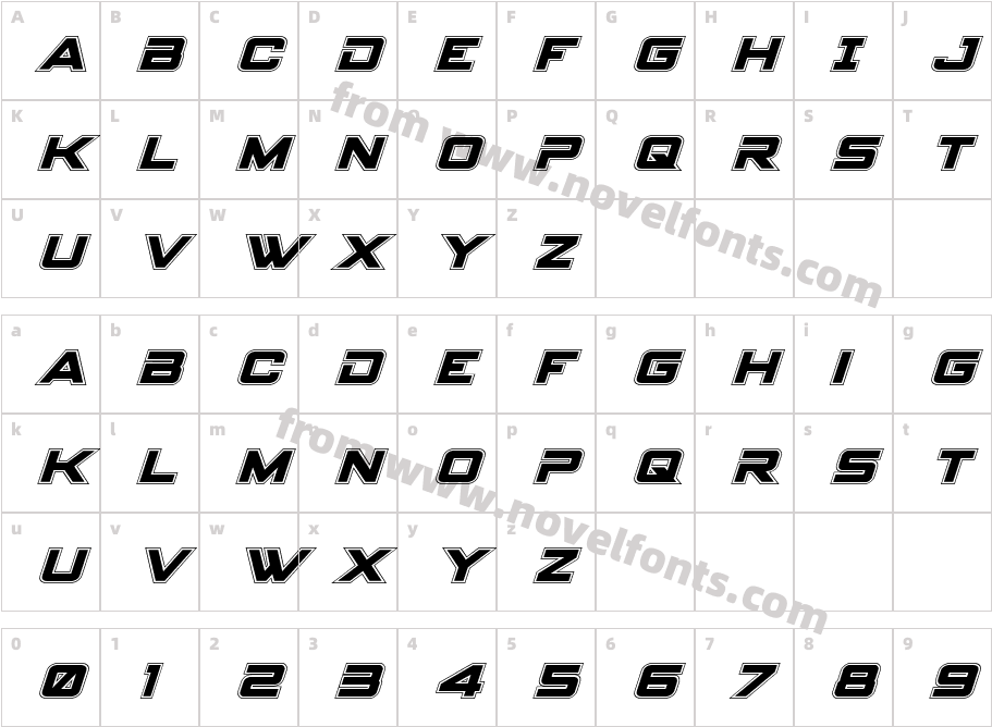 Spy Agency Academy ItalicCharacter Map