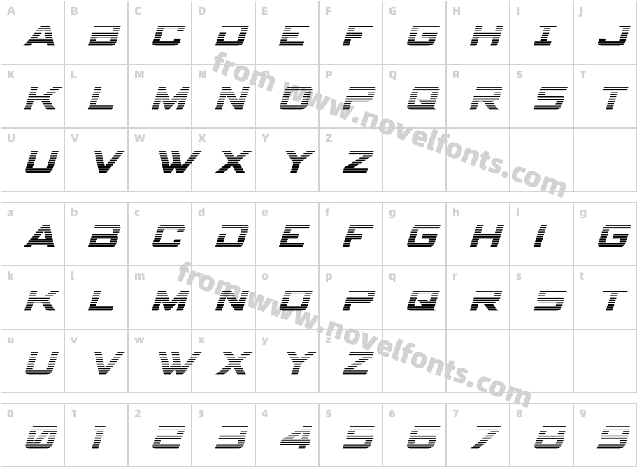 Spy Agency Gradient ItalicCharacter Map