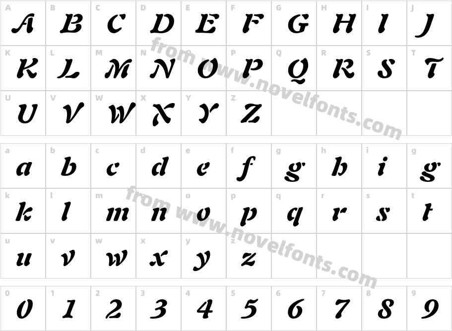 Auriol-BlackItalicCharacter Map