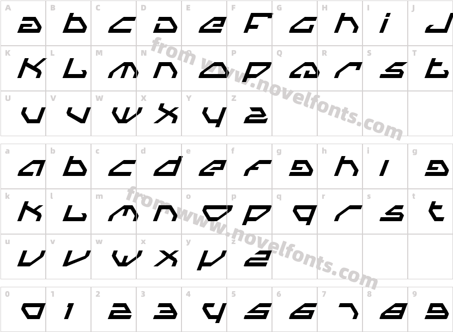 Spylord ItalicCharacter Map