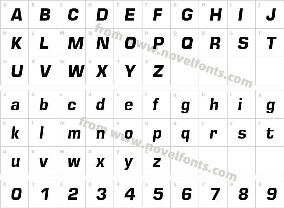 Square 721-BoldItalicCharacter Map