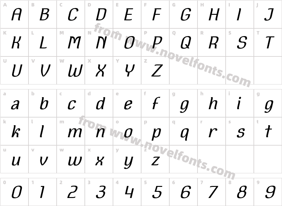 Square Antiqua ObliqueCharacter Map