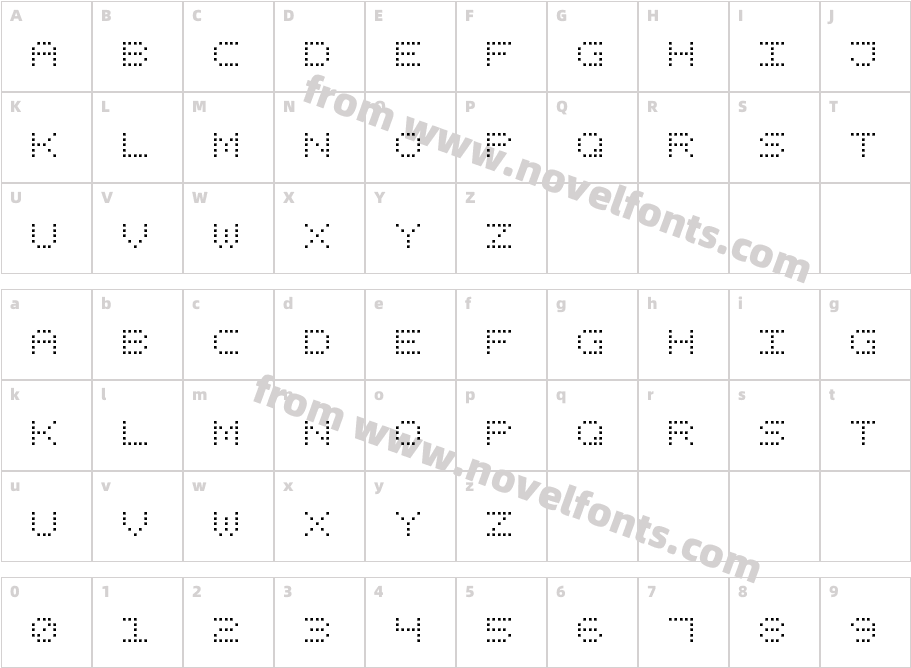 Square Dot Digital-7Character Map