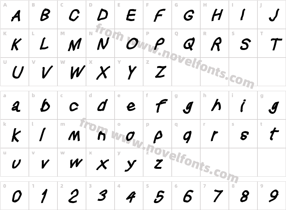 Squared HandCharacter Map