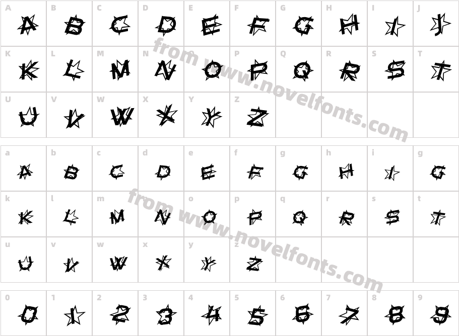 Star Dust ItalicCharacter Map