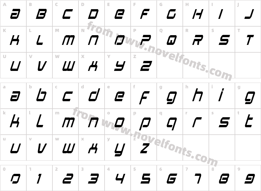 Star Eagle Condensed ItalicCharacter Map