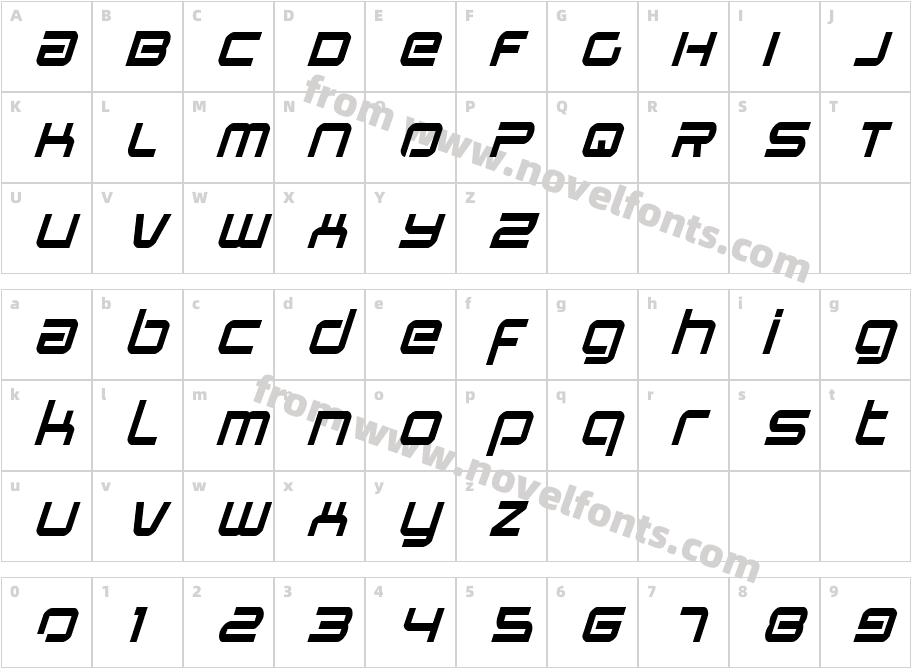 Star Eagle ItalicCharacter Map