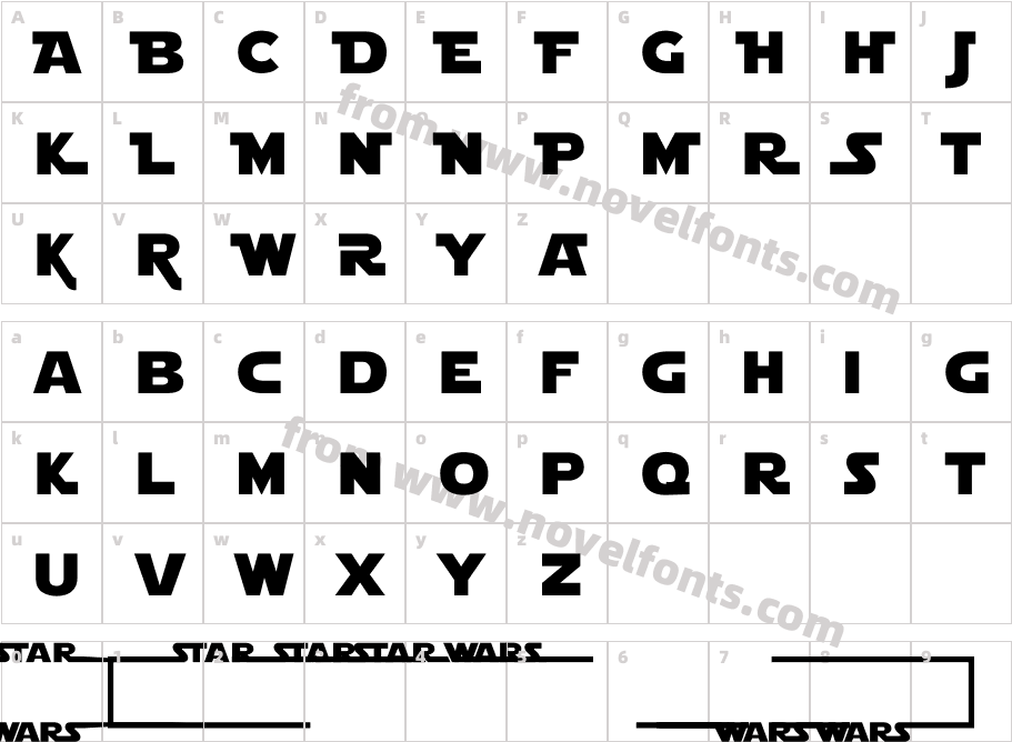 Star Jedi Logo MonoLineCharacter Map