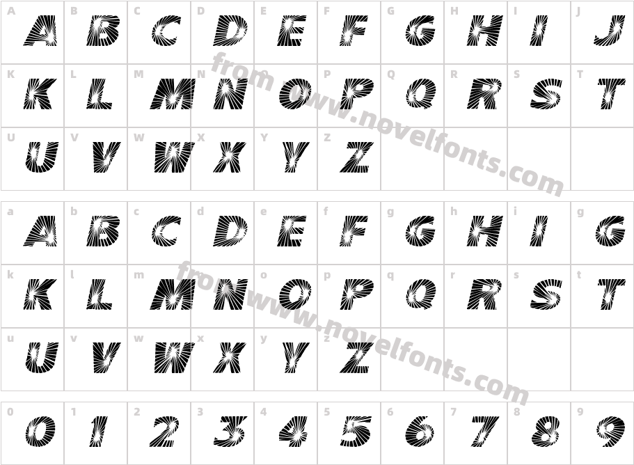 Starburst ItalicCharacter Map