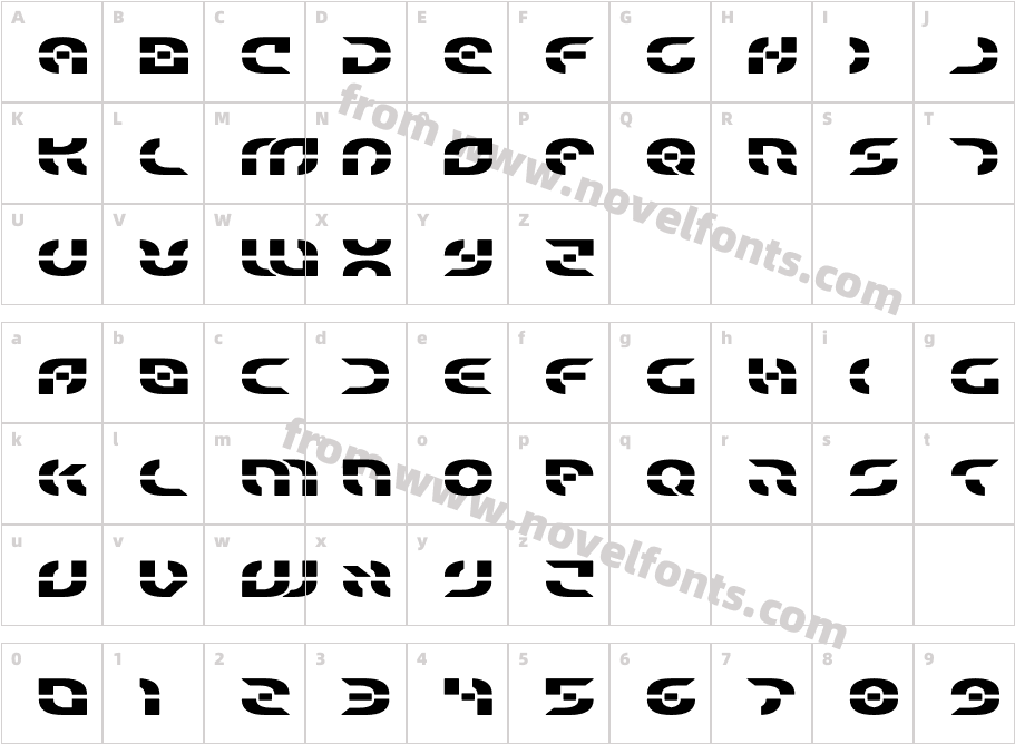 Starfighter Bold ExpandedCharacter Map