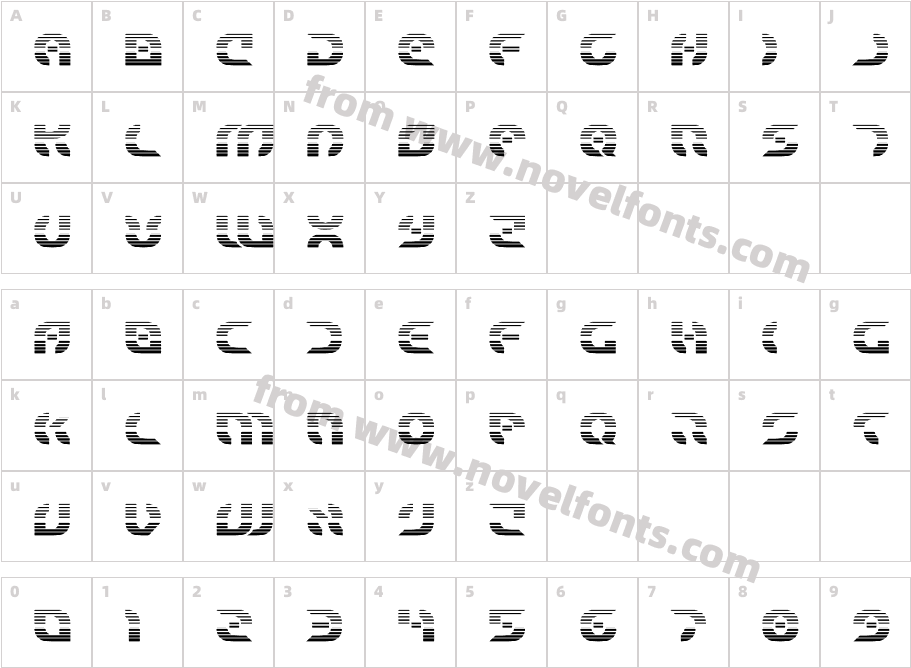 Starfighter Bold GradientCharacter Map