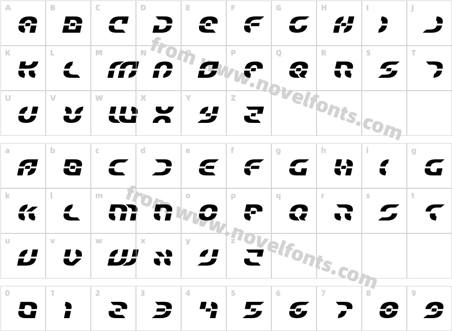 Starfighter Bold Semi-ItalicCharacter Map