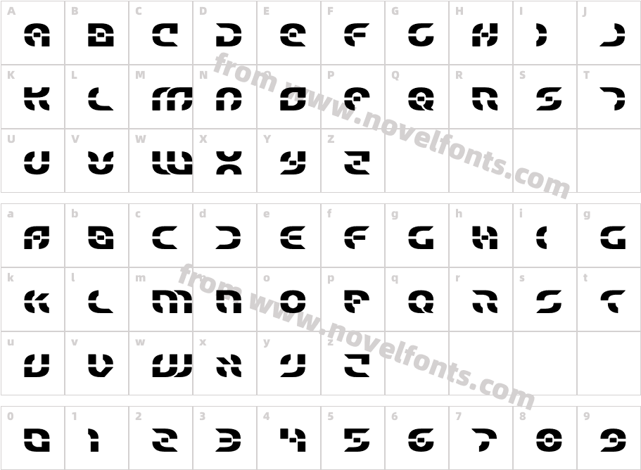 Starfighter BoldCharacter Map