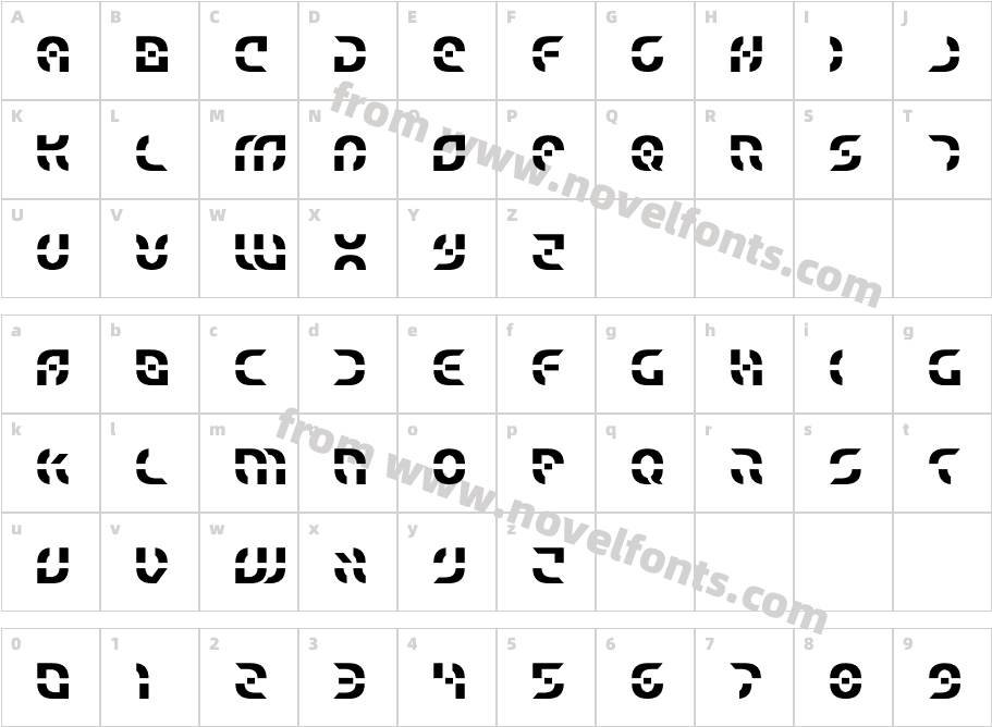 Starfighter CondensedCharacter Map