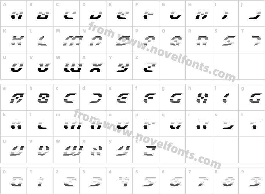 Starfighter Gradient ItalicCharacter Map