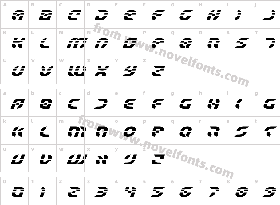 Starfighter Laser Bold ItalicCharacter Map