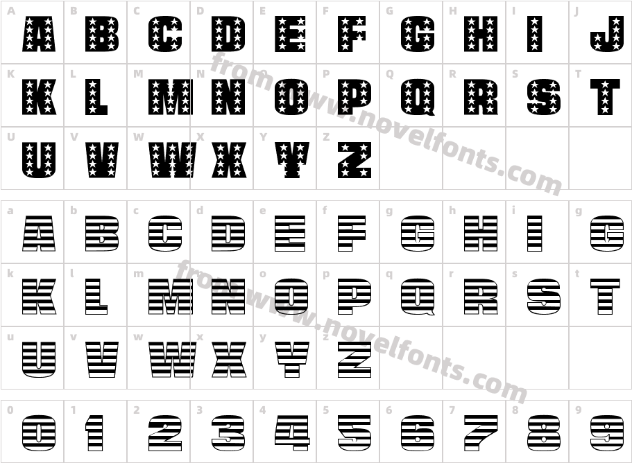 StarsAndStripes-Plain RegularCharacter Map