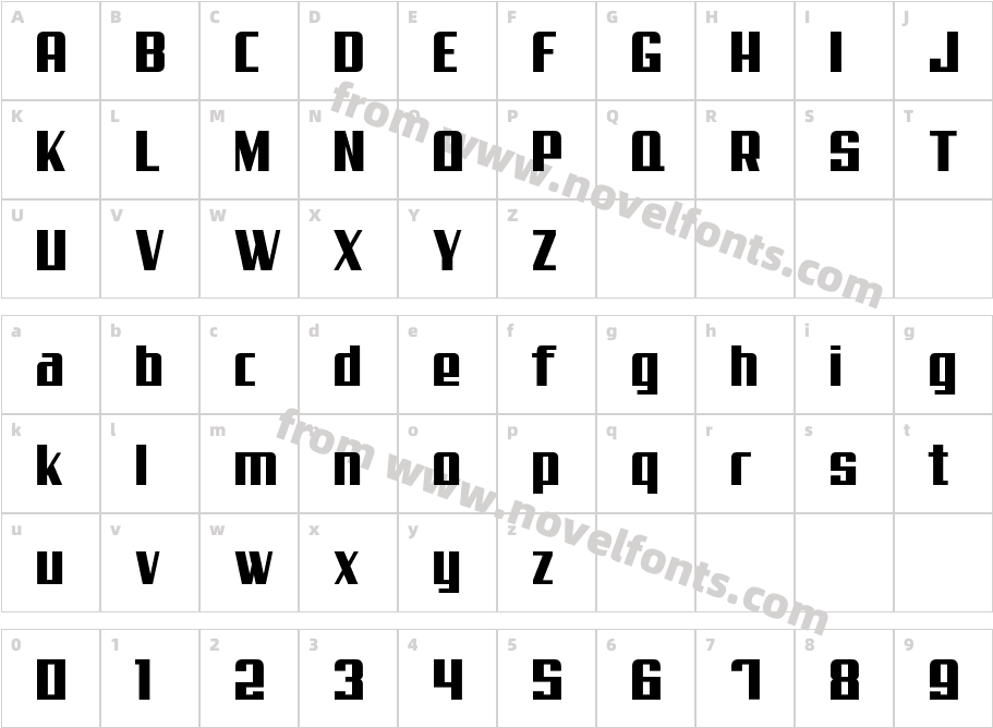 Steadfast CondensedCharacter Map