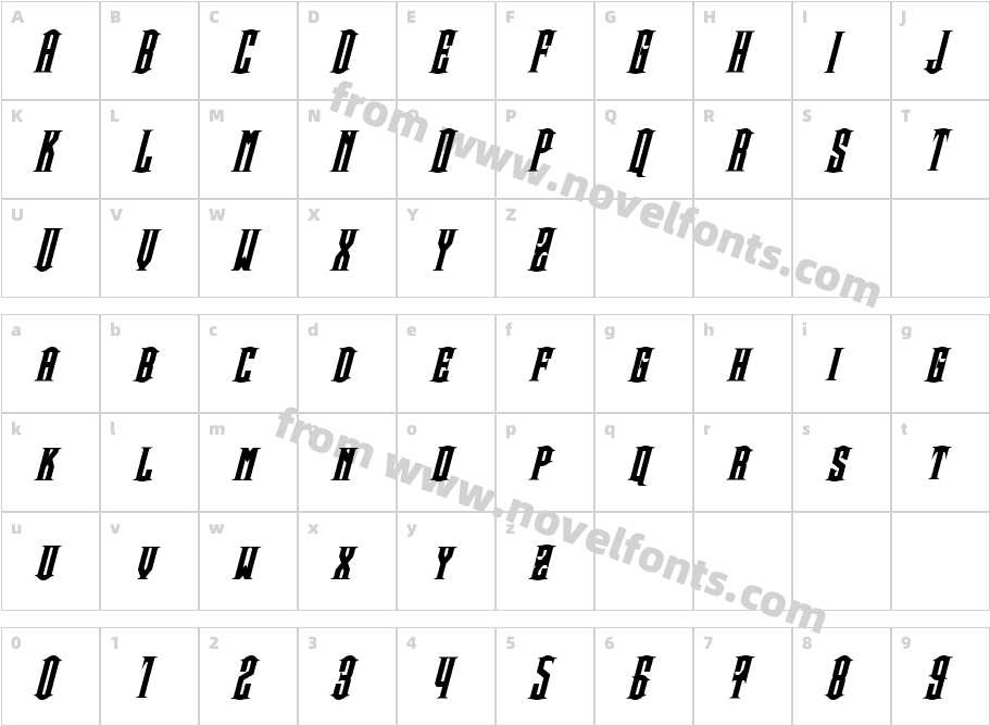 Steamwreck Bold ItalicCharacter Map