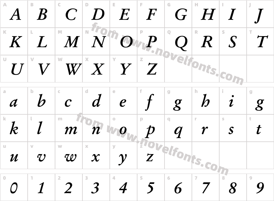 Stempel Garamond LT StdCharacter Map